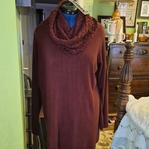 Susan Lawrence Womens Cowl Neck Tunic/dress. Burgundy. Sz 2X. NWT (#1049B)